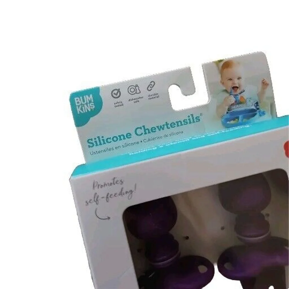 Bumkins Silicone Chewtensils Fork Spoon Set Purple